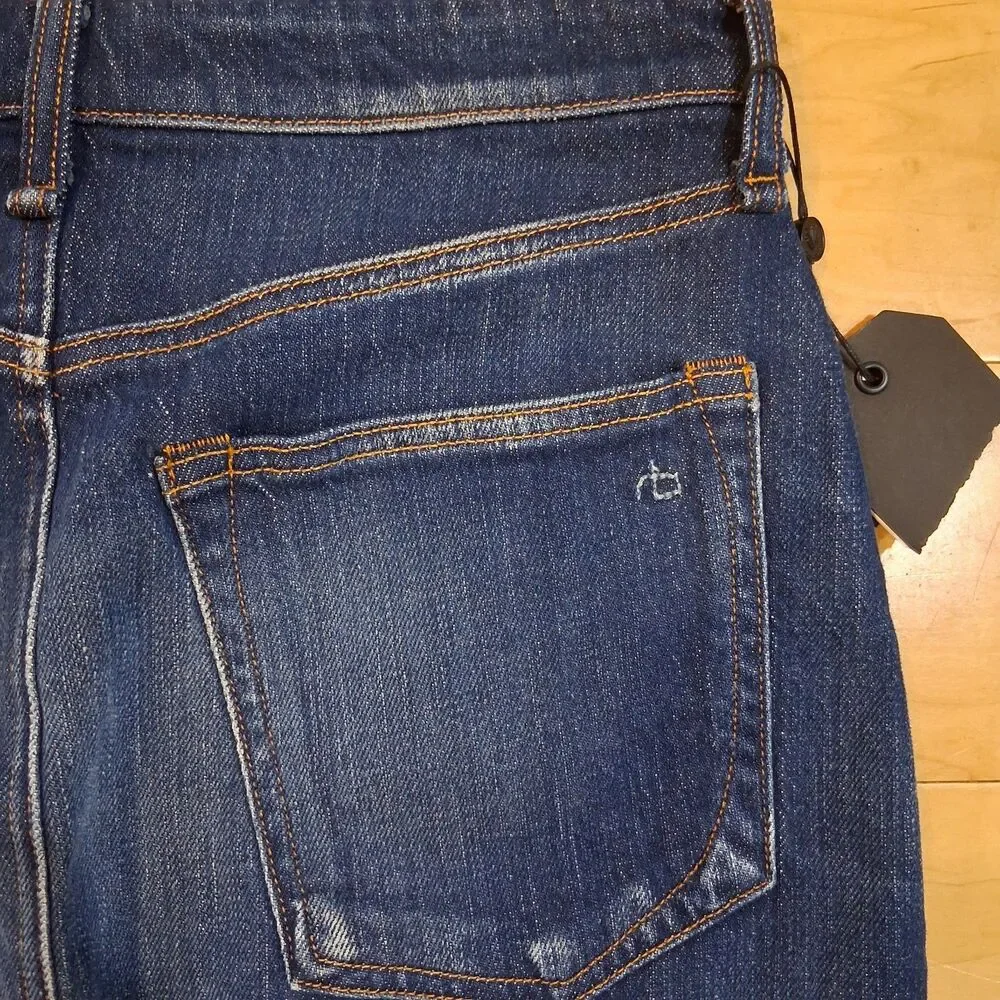 NWT Rag & Bone Hayden Denim Mini Skirt Magnus Indigo Raw Hem Blue Jean Size 26
